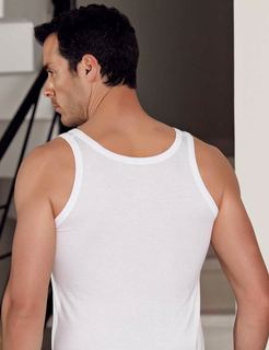 Sırt Çekimi Beyaz Pamuklu Polyester Karışımı Modal Kumaştan Atlet