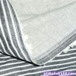 Siyah Beyaz Çizgili Desenli Çantalık, Pantolonluk, Eteklik, Likralı Parça Kot Kumaş Toptan Yakın Çekim Ürün