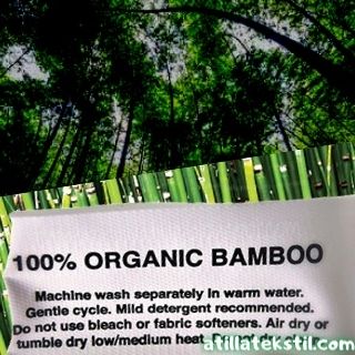 Orijinal Bambu Kumaş Etiket Baskı Görüntüsü - İngilizce yazan yazıda Yıkama, kurutma vb. talimatlar veriliyor.