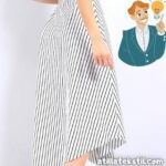 Siyah ve Beyaz Çizgili Poliviskon Kumaş ile Üretimi Yapılmış Kadın Etek Modeli Örnek Tasarım Fotoğrafı