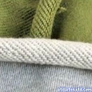 Haki Yeşil Renk İki İplik Kumaş (Üstte), Beyaz (kirli beyaz, gri) renk iki iplik şardonsuz kumaş termal sıcak tutan örnek fotoğrafı