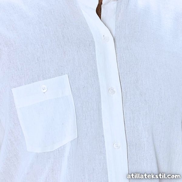 Beyaz Renk Şile Bezi Kumaş ile Üretimi Yapılmış Erkek Gömlek Modelleri